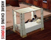 White/Yellow Canopy Bed