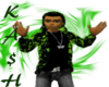 Ka$h:Green & blk hoodie