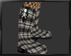 BlackPlaidSkullRainBoots
