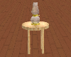 Wood table with Oil Lamp