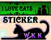 WKK- I LUV CATS green sticker