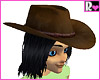Brown Cowgirl Hat w/ Black Hair