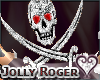 Silver Jolly Roger necklace with Ruby eyes for males and females