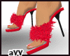 Feather  Slippers Red