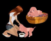 Pink Poodle w/bed & bowl