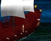 Red sailing ship