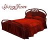 Wood Bed w/Velvet Spread
