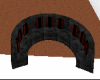 red n black round couch