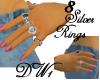 8 Silver Rings