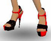 Red black female shoes