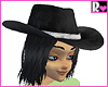 Black Cowgirl Hat w/ Black Hair