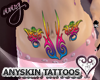 Anyskin belly and collar bone tattoos for females in Rainbow colors