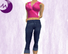 Pink Tank Blue Capris